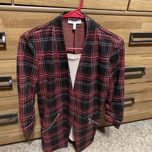 Maurices plaid open front blazer small